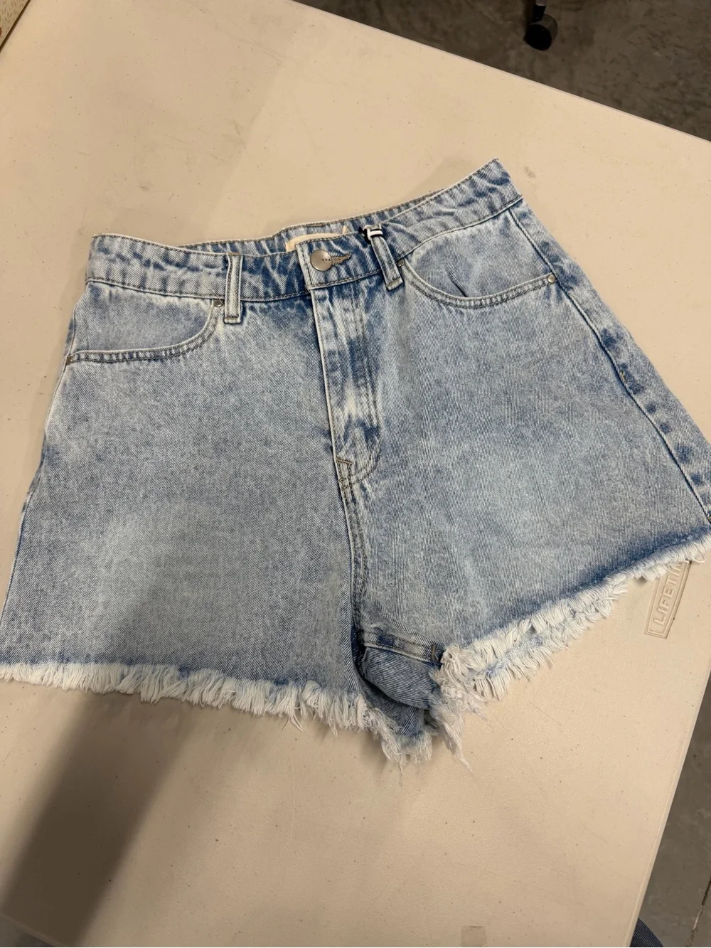 Francesca's Collections Faded Light Blue Frayed Denim Shorts